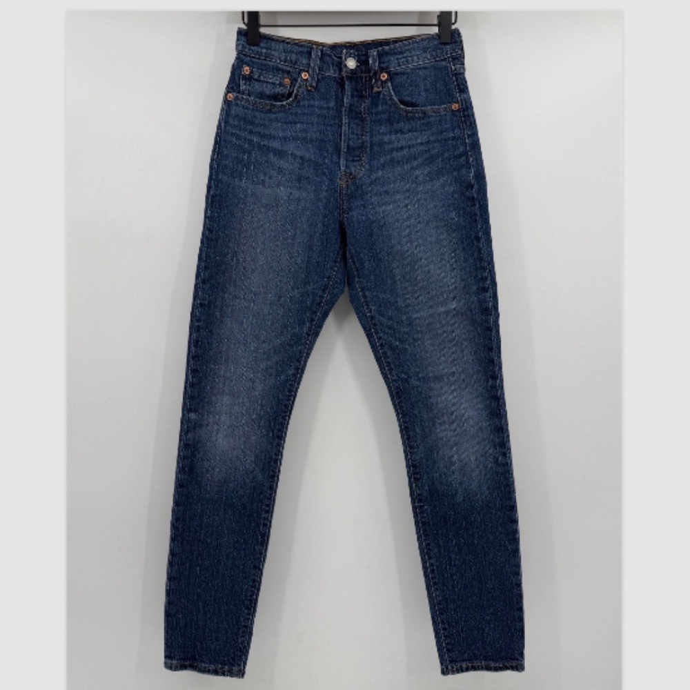 Levis 501 Jeans Women 25x30 Premium Stretch Skinny Button Fly Mid Rise Denim